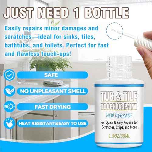 Tub and Tile Paint, 1.5 OZ High-Gloss White Touch Up Paint Pen for Bathtub, Quick-Dry Porcelain Repair Kit for Scratches & Chips on Tubs, Tiles, Enamel, Sinks, Toilets, Porcelain, Acrylic and Cast Iron