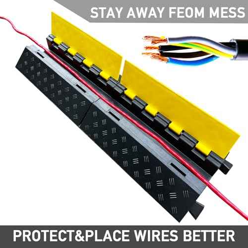 Foldable1 Channel Rubber Cable Protector Wire Hose Protective Ramp 22000Lbs Load Capacity Traffic Speed Bump for Asphalt Concrete Gravel Driveway Indoor Outdoor (1PACK)