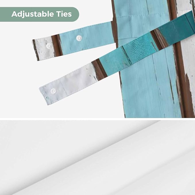 Turquoise Teal Tie Up Valance Curtains