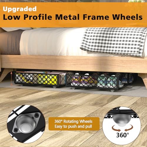 NADAMOO Large Under Bed Storage with Wheels, Low Profile Rolling Under Bed Storage Containers，Foldable Metal Under the Bed Organizer Bins for Bedroom，2 Packs - style: Pack of 2