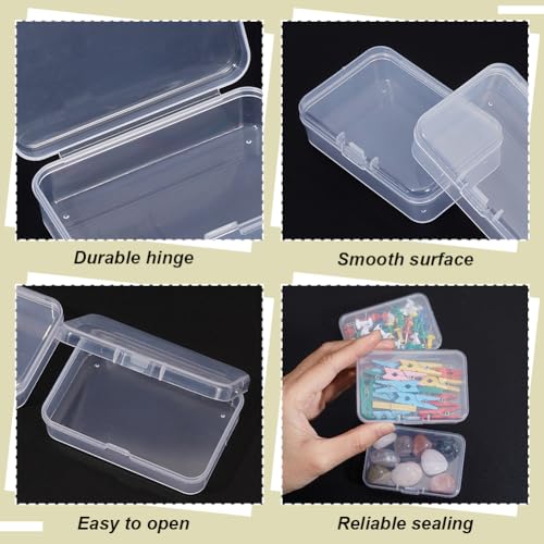 BENECREAT 12 Packs Rectangle PP Plastic Container Box, 3x2x0.8inch Bead Storage Organizer Box, Dustproof Case with Hinged Lid for Cards, Beads and Craft Supplies - size: 3x2x0.8inch