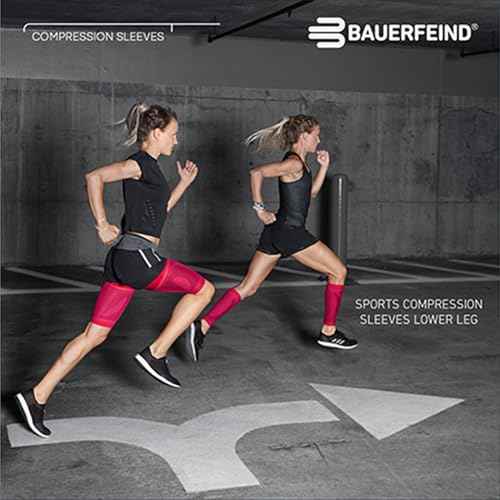 Bauerfeind Sports Compression Lower Leg Calf Sleeves (1 Pair) - Gradient Compression for Improved Blood Circulation in Legs - Air Knit Fabric Breathable, Durable, Washable (Black, Medium/Short)