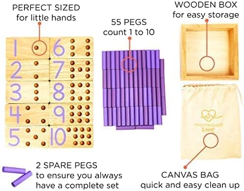 Counting Peg Board - Montessori Math and Numbers for Kids - Wooden Math Manipulatives Materials