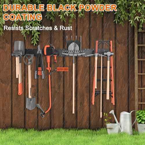 Garage Storage, Ultimate Wall-Mounted Garage Organizer for Men 32Inch, Heavy Duty 330lbs Tool Rack with Adjustable Metal Hooks Yard, Shed & Workshop Storage for Tools, Bikes, Snowboards Gift