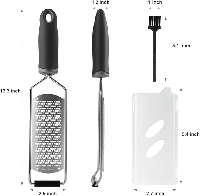 Anddgrous Upgraded Lemon Zester & Cheese Grater, Food Grade Stainless Steel None-Slip Hand Fine Grater for Garlic, Ginger, and Chocolate, Durable and Easy-To-Clean（Dishwasher Safe）