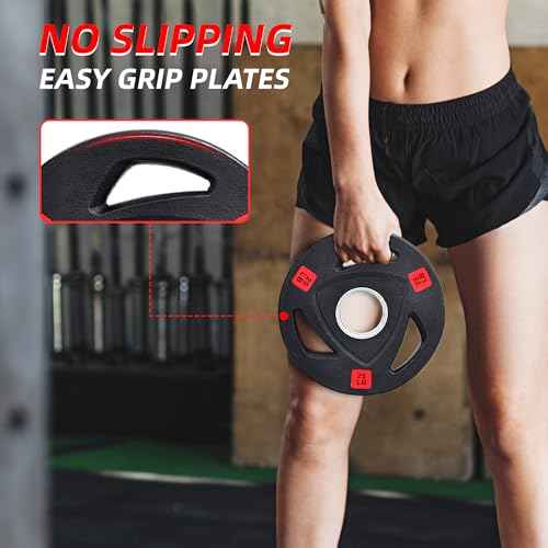 Fitvids standard Cast Iron 1-inch Weight Plate for Strength Training & Weightlifting, Rubber Coate Style, 45lbs, Pair