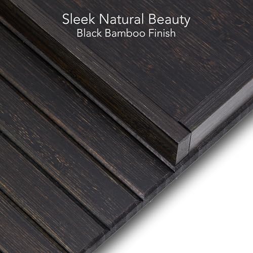 DETOR Sofa Arm Tray with Spacious 12.4" x 5.4" Storage Box, Ebony Bamboo Finish, Enhanced Non-Slip Felt Bottom, Sturdy Bamboo Slats, Fits Armrests 6" and Wider - color: Ebony