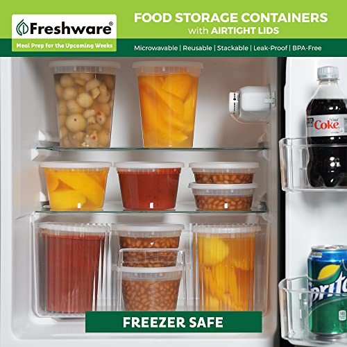 Freshware Food Storage Containers 24 oz Plastic Deli Containers with Lids, Slime, Soup, Meal Prep Containers, BPA Free, Stackable, Leakproof, Microwave/Dishwasher/Freezer Safe, 48 count (pack of 1) - size: 24 oz - 48 Sets