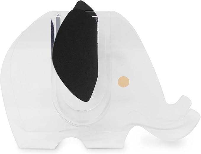 kate spade new york Acrylic Elephant Shaped Vase with Faux Leather Ears, Decorative Mini Planter or Desk Pot (Elephant)
