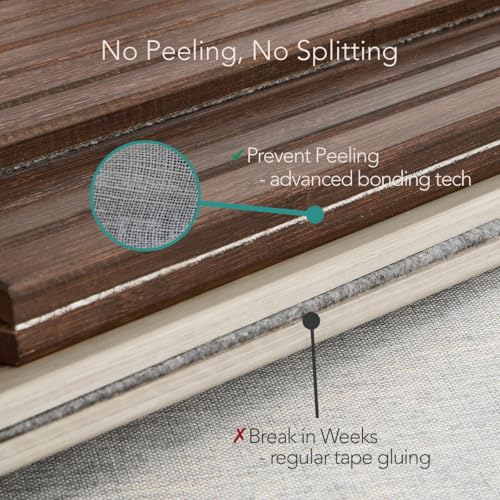 DETOR Couch Arm Tray with Spacious 12.4" x 5.4" Storage Box, Walnut Bamboo Finish, Enhanced Non-Slip Felt Bottom, Sturdy Bamboo Slats, Fits Armrests 6" and Wider - color: Walnut