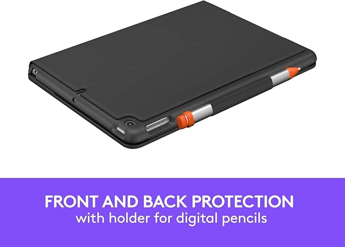 Logitech IPad (7th, 8th and 9th Generation) Keyboard Case Slim Folio with Integrated Wireless Keyboard -Graphite (Renewed)