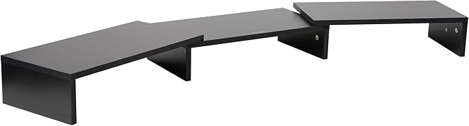 Mind Reader Dual Monitor Stand, Desktop Organizer, Laptop Riser, Office, MDF, 51.25"L x 9.25"W x 4.75"H, Black