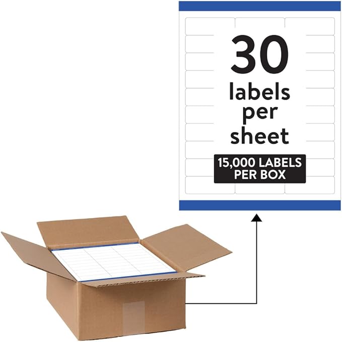 Avery Waterproof Sticker Labels, 1 x 2-5/8 Inch Mailing Labels, Ultrahold Permanent Adhesive, 7,500 Labels (5520)