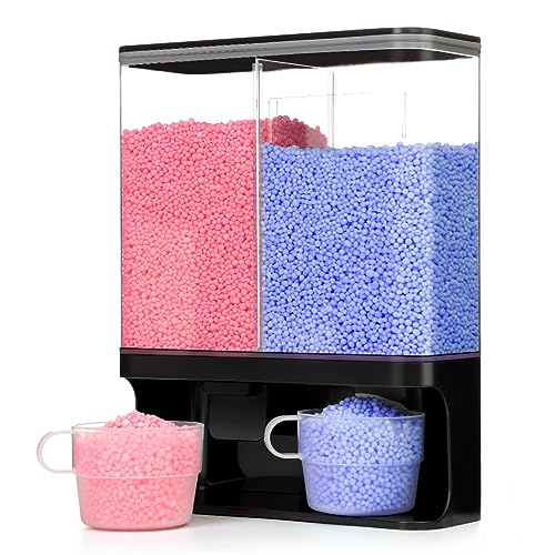 Laundry Scent Boosters Beads Dispenser, Conwomin Wall Mounted Laundry Detergent Dispenser with 2 Cups for Laundry Beads, Rice, Beans, Stain Remover Powder, Black(105 oz) - color: Black