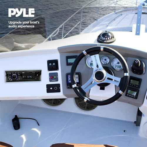 Pyle Marine Headunit Receiver Speaker Kit - In-Dash LCD Digital Stereo Built-in Bluetooth & Microphone w/ AM FM Radio System 5.25¡¯¡¯ Waterproof Speakers (2) MP3/SD Readers & Remote Control-PLMRKT46BK
