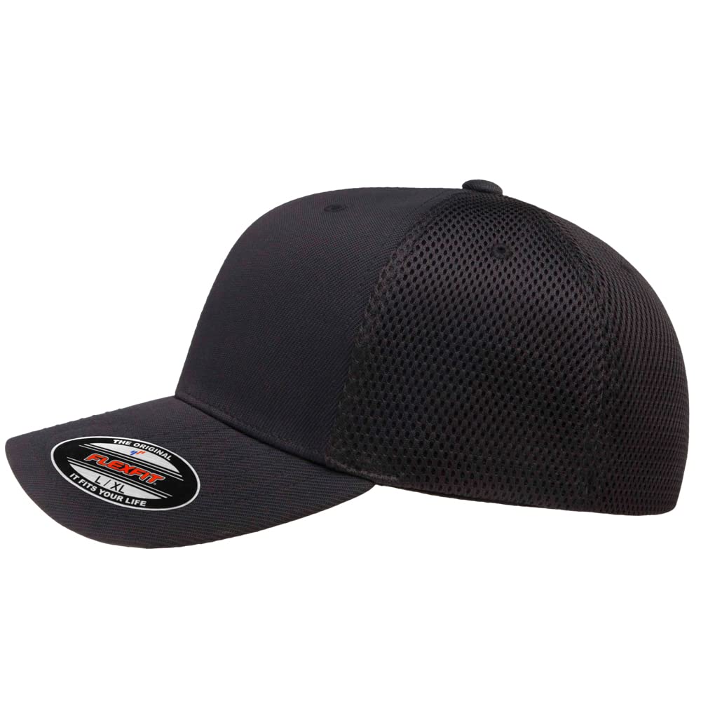 The Hat Pros Flexfit 6533 Ultrafibre & Airmesh Lightweight Stretch-Fitted Cap (Black, L/XL)