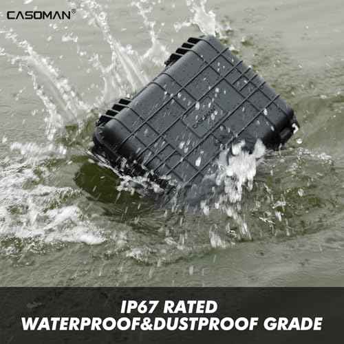 CASOMAN Water-proof Box, with Cush- Proof Sponge, IP67 Water Proof Grade, Large Waterproof Hard Case with Customizable Foam, Perfectly Protection of Camera, Drones, Lens,Equipments, 16"x13.2"x7"