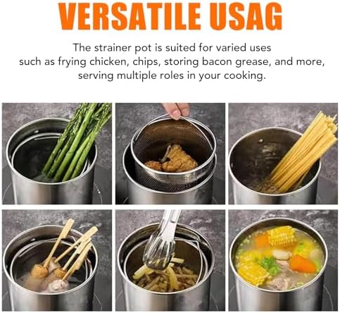 Stainless Steel Oil Filter Pot, Home Oil Fryer Strainer, Stainless Steel Oil