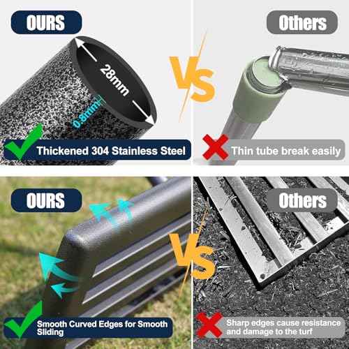 Heavy Duty Lawn Leveling Rake 30x10 with 70" Adjustable Handle - Commercial Grade Landscape Grading Tool, Foldable Yard Leveler for Soil Sand & Topdressing | Stainless Steel + Ergonomic Design