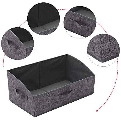 4 Pack Trapezoid Large Foldable Closet Storage Bins with Handle, Fabric Storage Organizer Cube Cloth Containers Linen Box Shelf Baskets for Clothes Clothing Shelves Wardrobe