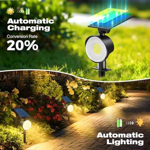 nipify 8 Pack Solar Spot Lights Outdoor Waterproof with 3 Modes, Solar Spotlight Light for Outside Yard Landscape Lighting Pathway Lights Wall,Warm White