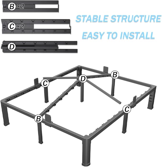 FUIOBYVV 6 Inch Full Bed Frame with Rounded Corner and Headboard Hole Mattress Retainers 3500 LBS Metal Heavy Duty Steel Slats Support No Box Spring Needed Platform Noise Free Easy Assembly