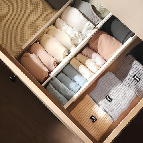 6 Pack Adjustable Drawer Organizer Dividers for Wardrobe, Baby Clothes, Cosmetics & Toiletries – Expandable Storage Solution for Drawers