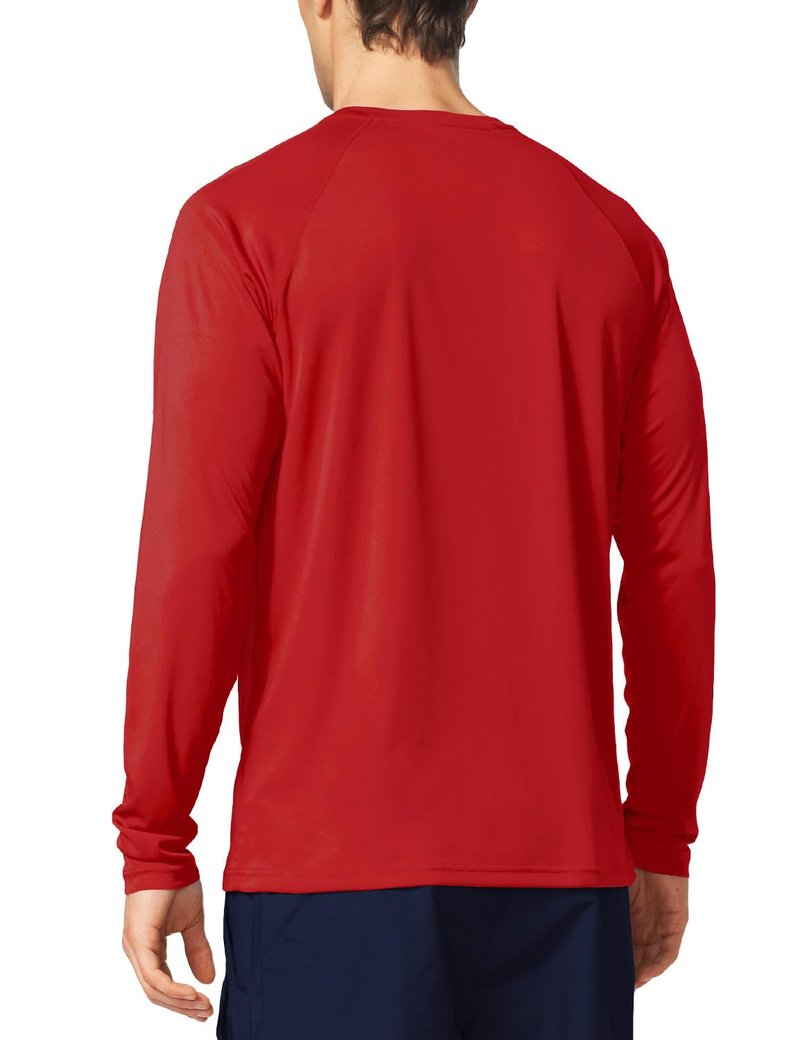baleaf Mens UPF 50+ Sun Protection Shirts Long Sleeve Rash Guard, Quick Dry 4-Way Stretch for Fishing Swimming Surfing 01-Tomato XL