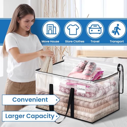 RoomHacks Clear Moving Bags Heavy Duty Extra Large, Moving Supplies with Reinforced Handle and Double Zipper, Storage Bags for Moving Essential, Packing Bags Alternative to Moving Box(4 Packs, Clear) - size: 88L- 4Packs