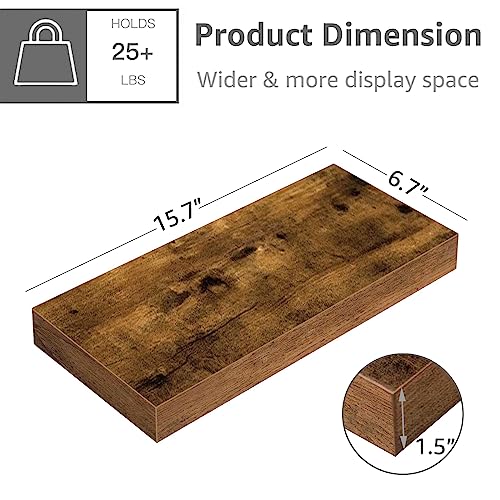 QEEIG Floating Shelf for Wall Bathroom Shelves Bedroom Kitchen Living Room Farmhouse Small Book Shelf 16 inch Set of 1, Brown (015-BN1) - color: A. Brown, size: 1pc