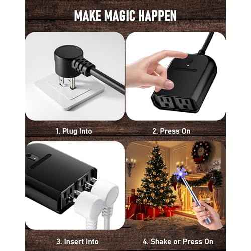 Magic Wand for Christmas Tree Light, Wireless Christmas Tree Wand Remote Control for Christmas String Lights and Decorations Lights Turn On and Off, Surprised for Kids Family Christmas Gift, 2 Sockets