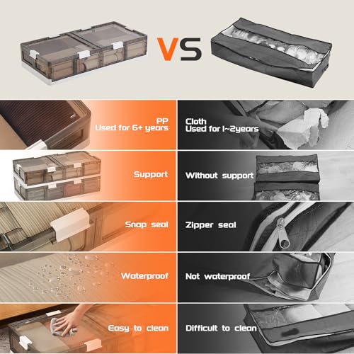 Under Bed Storage Containers with Wheels - Stackable, Foldable Plastic Storage Boxes with Lids for Clothes, Shoes, Blankets - Perfect for Bedroom Organization and Dorms (2 Pack-25.2''x16.5''x7.9'') - size: 2 Pack-25.2''x16.5''x7.9''