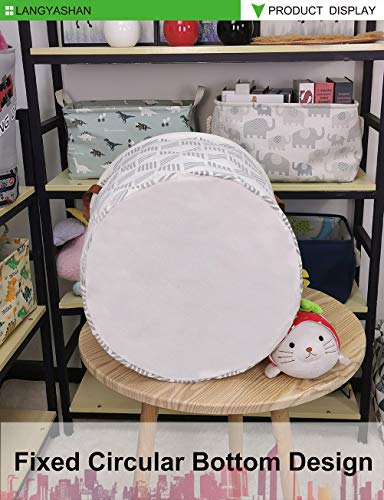 LANGYASHAN Laundry Basket Canvas Fabric Collapsible Organizer Basket for Storage Bin Toy Bins Gift Baskets Bedroom Clothes Children Nursery Hamper (Gery wave) - color: Gery Wave