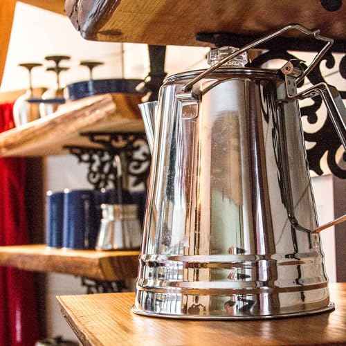 GSI Outdoors Percolator Coffee Pot I Glacier Stainless Steel Ultra-Rugged for Brewing Coffee Over Stove and Fire | Ideal for Group Camping, 14 Cup