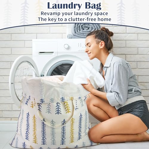 Canvas Laundry Bag 33"Wx 35"H, Thick Canvas Laundry Bag with Handles & Drawstring, Extra Large Heavy Duty Washable Basket Liner Hamper Liner Storage Sack (Fishbone) - color: Fishbone,1pc XL, size: XL 33"W x 35"H┃1 Pack