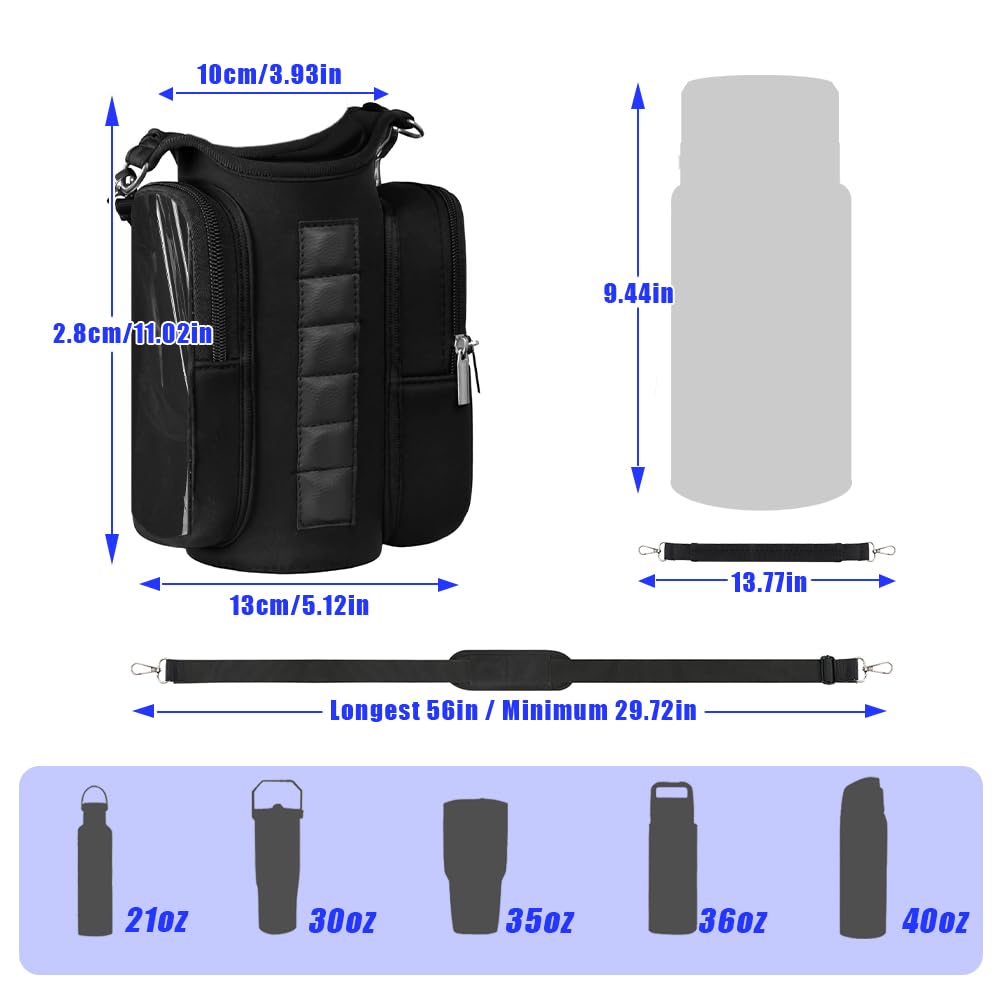 Tiiyee Magnetic Gym Bag Water Bottle Holder, Crossbody Sling Carrier Pouch