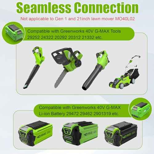 40 Volt 6000mAh Replace High-Capacity Battery for Greenworks 40V Battery, 6.0Ah Long-Lasting Compatible with Greenworks 29472 29462 2901319 and 40V G-MAX Power Tools