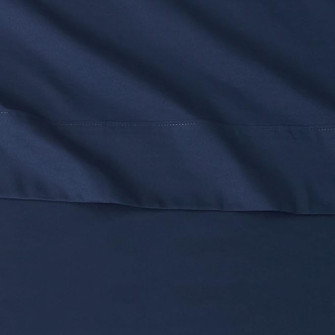 Amazon Basics Lightweight Super Soft Luxury Wrinkle Free Breathable Microfiber 3 Piece Fitted Sheet Set with 14-Inch Deep Pockets, Twin XL, Navy Blue, Solid