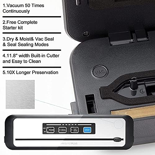 INKBIRD WIFI Sous Vide Cooker Bundle with Vacuum Sealer Machine,1000W Sous-Vide Cooker Immersion Circulator with 14 Preset Recipes on APP and Thermal Immersion with Timer