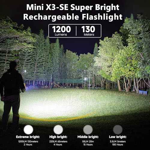 TrustFire Mini X3-SE Rechargeable Flat EDC Flashlight with White Light, UV Light and Red Beam, 1200 Lumens LED Flashlights Combo, Triple Light Sources Pocket Lights IPX6 for Emergency (Deep Blue)
