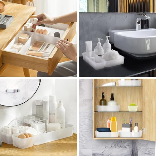 Poeland 20 Pcs Drawer Organizer Tray Storage Box for Bedroom Dresser Bathroom Kitchen, Frosted - size: 20pcs