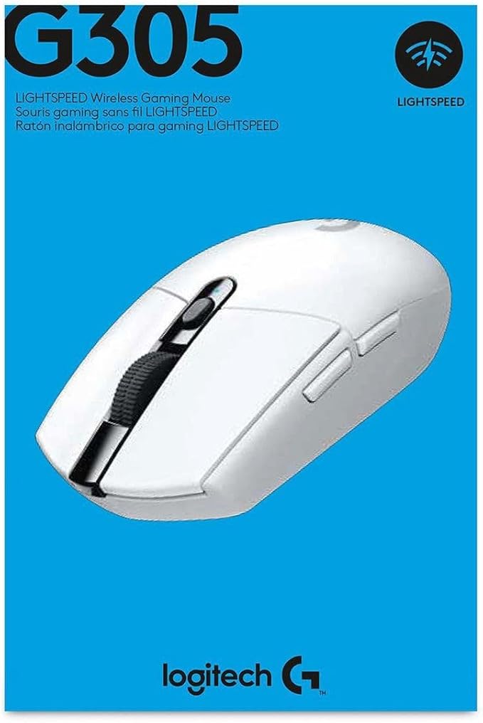 Logitech G305 Lightspeed Wireless Gaming Mouse, Hero 12K Sensor, 12,000 DPI, Lightweight, 6 Programmable Buttons, 250h Battery Life, On-Board Memory, PC/Mac - White