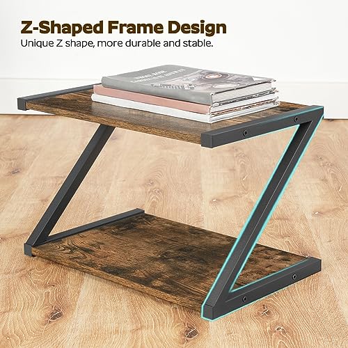 YATINEY Desktop Printer Stand, 2-Tier Printer Table with Storage Shelf, Under Desk Printer Stand for Office, Open Organizer Shelf, Easy Assembly, Rustic Brown PS02BR