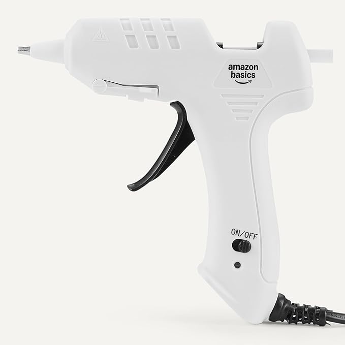 Amazon Basics Hot Glue Gun Kit with 30 Glue Sticks, High Temp for School Crafts DIY Arts and Quick Home Repairs, NA Plug, 20w, White