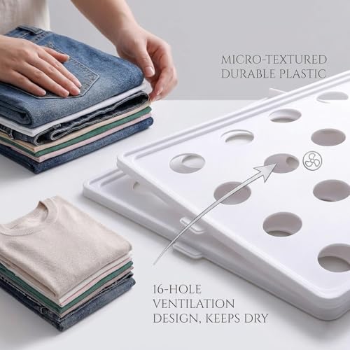 Space-Saving Stackable Clothing Organizer –Interlocking Shirt Folding Boards & Shelf Dividers,Keeps Lightweight Clothes Neat，Stackable Closet Organizer for Shirts, Jeans, T Shirt 5 Pack (Grey) - color: Grey