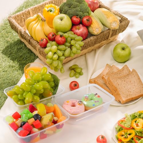Bokon 100 Pcs Plastic Meal Prep Container with Lid Disposable Clear Lunch Containers Stackable Food Storage Container Box Spill Proof for Salad Snack Microwave Dishwasher Freezer Safe (Multiple Sizes) - size: Multiple Sizes