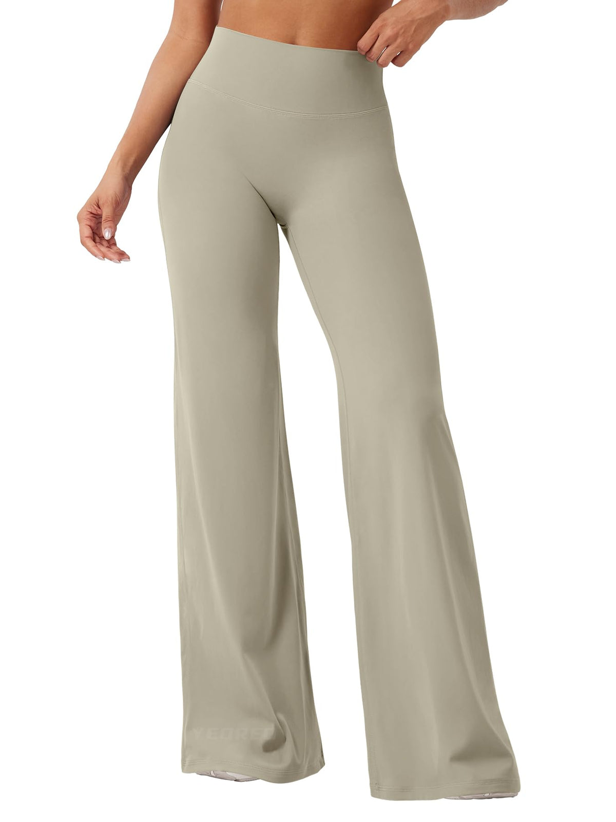 YEOREO Workout Leggings Womens No Front Seam Straight Leggings 35" High Waist Buttery Eddiy Gym Yoga Pants Light Sand M