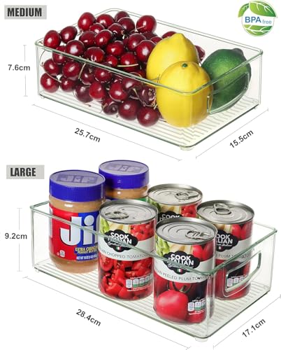 Heyuzb Set of 8 Clear Fridge Organizer Bins, Stackable Refrigerator Organizers and Storage for Fridge, Freezer, Pantry, BPA Free - size: 8 Pack Stack