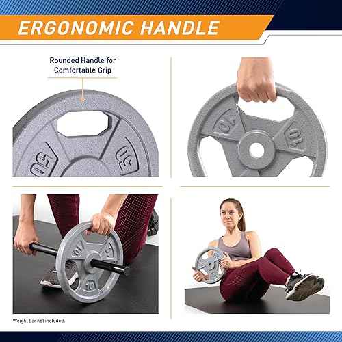 Marcy Classic 1" Cast Iron Standard Grip Plates for Strength Training and Weightlifting