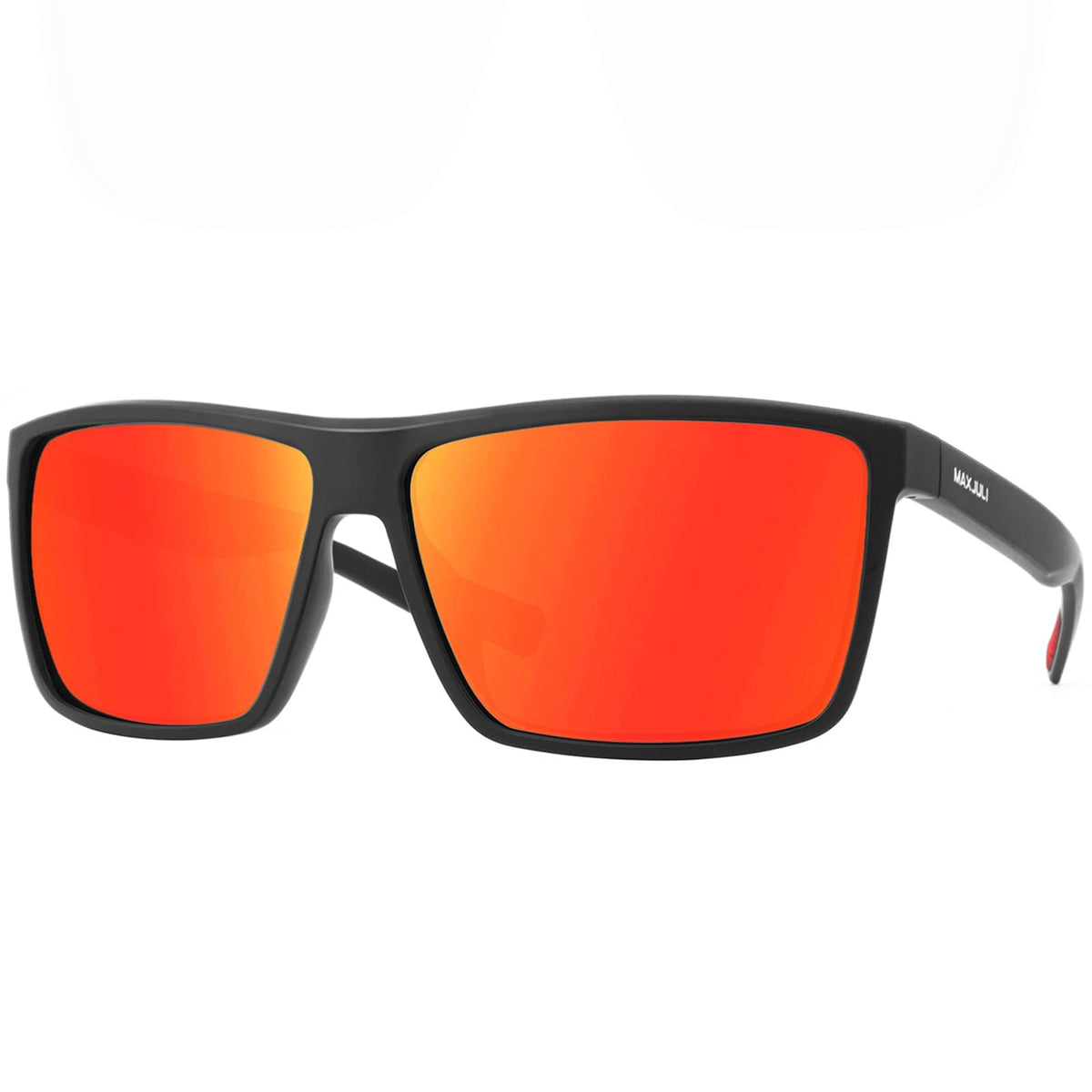 MAXJULI Polarized Big Sunglasses for Men Women with Big Heads UV 400 Protection (fit M/L size) Black/Red